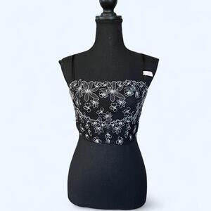 Victoria’s Secret fairy black embroidered mesh corset bustier top size small 🖤